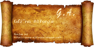 Güns Alfonza névjegykártya
